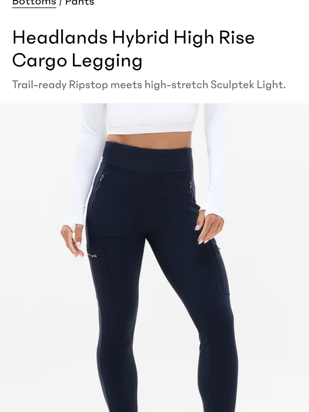 Athleta Navy Headlands Hybrid High-Rise Cargo Legging